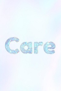 Care lettering holographic word art pastel gradient typography