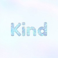 Kind word holographic effect pastel blue typography