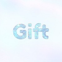 Gift word holographic effect pastel blue typography