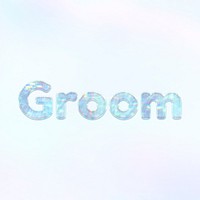 Grooming word holographic effect pastel blue typography