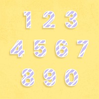 Number set typography vector candy cane