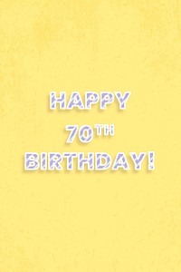 Happy 70th birthday word vector candy stripe font