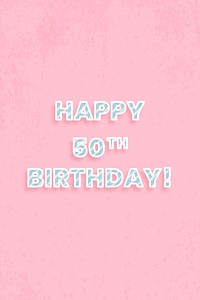 Happy 50th birthday word vector candy cane font typography