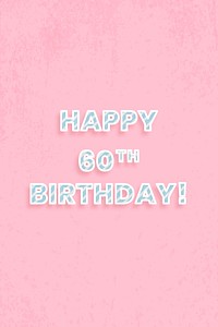 Happy 60th birthday word vector stripe font typography