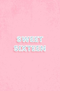 Sweet sixteen word vector candy cane font block letter typography