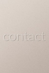 Contact embossed font white paper background