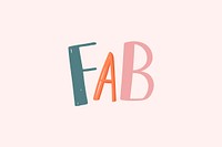 Fab word psd doodle font colorful handwritten