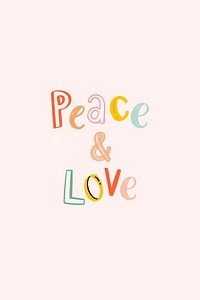 Peace & love psd doodle word