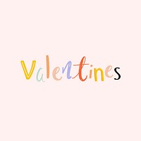 Valentines text psd doodle font colorful typography