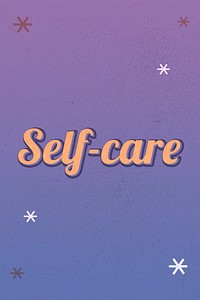 Self-care text magical star feminine typography