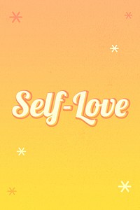 Self-love word colorful star patterned typography
