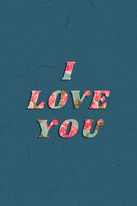 Colorful I love you text vintage font