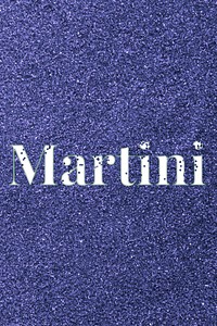 Glitter text martini dark blue sparkle font lettering