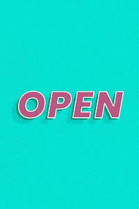 Retro open word bold text typography 3d effect