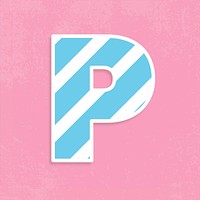 Psd letter p pastel striped font