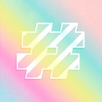 Hashtag sign psd rainbow gradient typography
