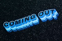 Coming out word 3d effect typeface sparkle glitter texture
