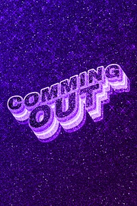 Coming out text 3d retro word art glitter texture