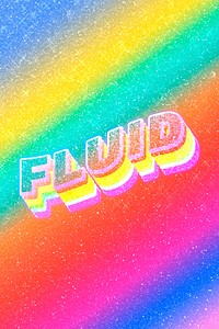 Fluid word 3d effect typeface rainbow gradient