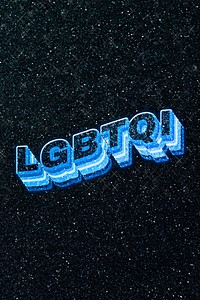 LGBTQI word 3d effect typeface sparkle glitter texture