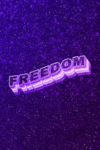 Freedom text 3d retro word art glitter texture