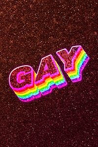 Gay word 3d vintage typography wavy rainbow