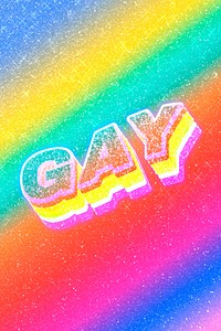 Gay word 3d effect typeface rainbow gradient
