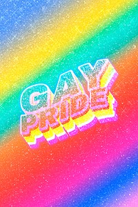 Gay pride word 3d effect typeface rainbow gradient