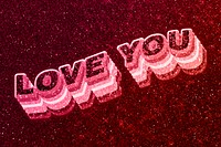 Love you word 3d effect typeface glowing font