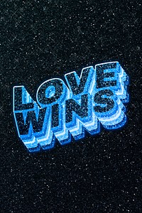 Love wins word 3d effect typeface sparkle glitter texture