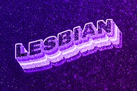 Lesbian text 3d retro word art glitter texture