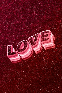 Love word 3d effect typeface glowing font