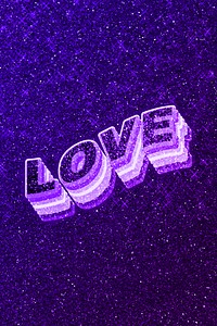 Love text 3d retro word art glitter texture
