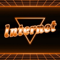 Futuristic orange internet font word grid lines