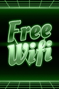 Neon free wifi word grid typography
