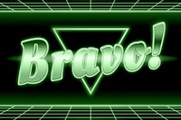 Neon 80s bravo font word grid lines
