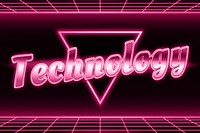 Neon pink technology word typography
