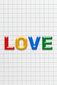 3d effect love word lettering rainbow color typography