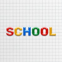 Bevel font school word colorful word lettering