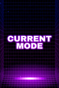 Futuristic neon current mode word typography