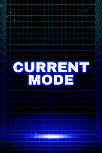 Futuristic neon current mode word grid room typography