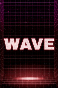 Wave neon grid room word typography