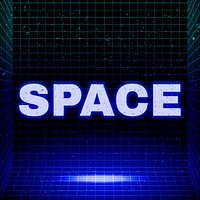 Dark neon grid space futuristic bold font