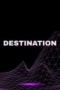 Synthwave neon destination text font typography