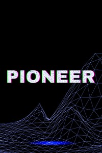 Futuristic neon pioneer space grid typography