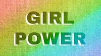 Rainbow girl power word LGBT font shadow typography