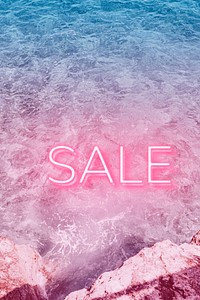 Sale text neon typography pastel ocean wave gradient