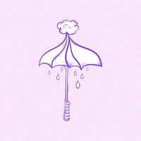 Psd umbrella pastel doodle cartoon clipart