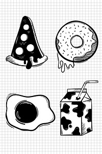 Food psd doodle cartoon teen sticker set