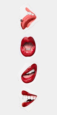 Sticker red lips expression vector cool Valentine’s day collection